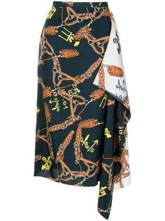 Tibi асимметричная юбка с платочным принтом Renzo
