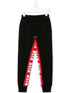 Msgm Kids спортивные брюки с полосками на внутренней стороне бедра с логотипами