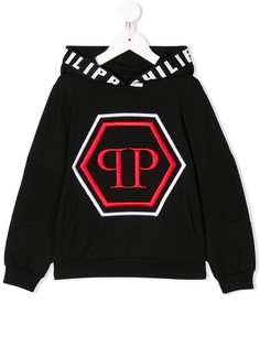 Philipp Plein Junior толстовка с капюшоном и вышитым логотипом