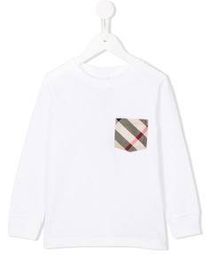 Burberry Kids топ с нагрудным карманом в клетку