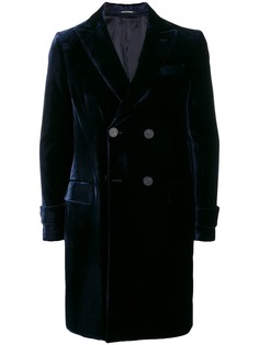 Emporio Armani бархатное двубортное пальто