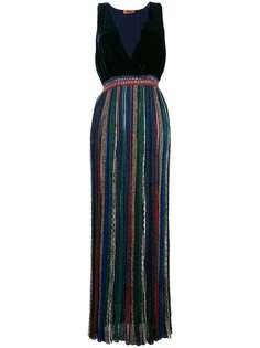 Missoni длинное платье с глубоким V-образным вырезом