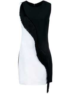 Cushnie платье дизайна колор-блок с бахромой