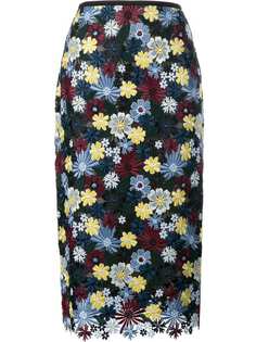 Erdem кружевная юбка с цветочной вышивкой