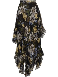 Erdem асимметричная юбка с цветочным принтом