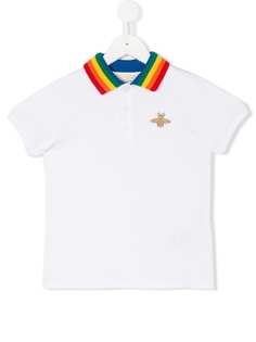 Gucci Kids рубашка-поло с воротником с радужным принтом и пчелой