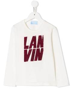 Lanvin Enfant sequin embroidered logo T-shirt