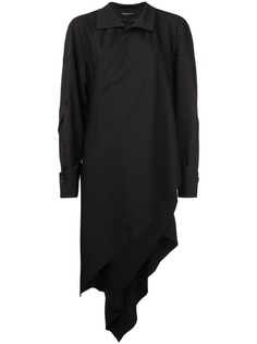 Yohji Yamamoto платье-рубашка с запахом и драпировкой