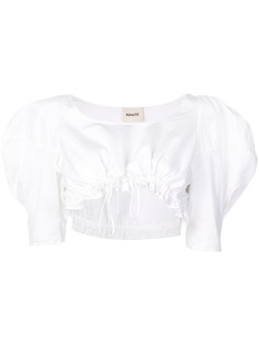 Khaite укороченная блузка с объемными рукавами