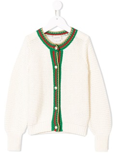 Gucci Kids трикотажный кардиган с полоской Web