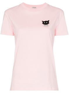 Miu Miu футболка с декорированной заплаткой в виде кота