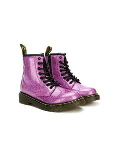 Dr Martens Kids блестящие ботинки на шнуровке