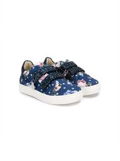 Monnalisa floral printed glitter sneakers