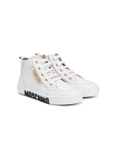 Moschino Kids fur-trimmed hi-top sneakers