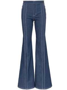 Chloé расклешенные джинсы с контрастной строчкой