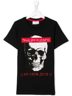 Philipp Plein Junior футболка с черепом с кристаллами и логотипом