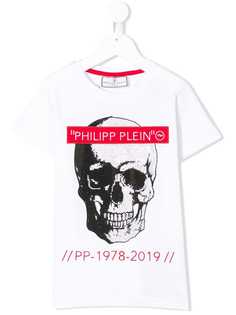Philipp Plein Junior футболка с логотипом и принтом черепа с кристаллами
