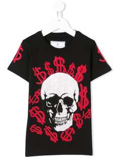 Philipp Plein Junior футболка с черепом с кристаллами