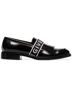 Givenchy black Cruz logo strap leather penny loafers