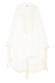 Белое платье с помпонами Loewe