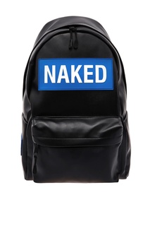 Черный рюкзак NAKED с синими нашивками Korobeynikov