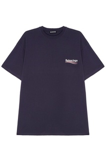 Темно-синяя футболка с логотипом Balenciaga Man