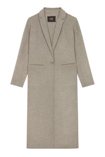 Серое однобортное пальто Maje