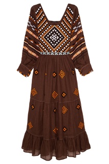 Льняное платье с этническим принтом Vita Kin