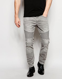 Серые джинсы скинни с байкерскими вставками River Island - Серый