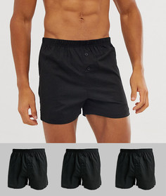Набор черных тканых боксеров (3 шт.) ASOS DESIGN - Черный