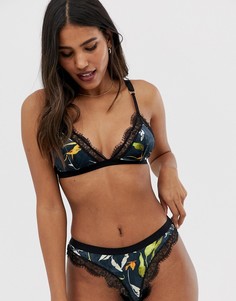 Бархатные стринги с кружевной отделкой ASOS DESIGN - Мульти