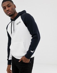 Черно-белый худи колор блок с логотипом Hollister - Белый
