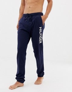 Темно-синие брюки классического кроя с манжетами и логотипом Tommy Hilfiger - Темно-синий