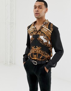 Рубашка с длинными рукавами и принтом в стиле барокко Jaded London - Черный