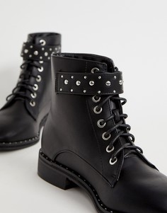 Черные походные ботинки на шнуровке с заклепками Pimkie - Черный