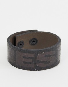 Черный кожаный браслет с логотипом Diesel - Черный