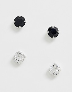 Две пары серег-гвоздиков с кристаллами Swarovski от Krystal London - Серебряный