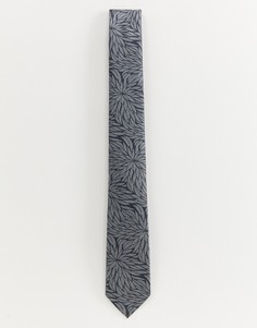 Серый галстук с принтом в виде листьев Burton Menswear - Серый