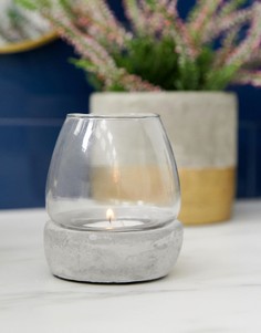 Подсвечник для короткой свечи с каменным основанием SIL - Кремовый