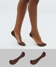 2 пары невидимых носков ASOS DESIGN - Коричневый