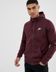 Красный худи на молнии Nike Club 804389-653 - Красный