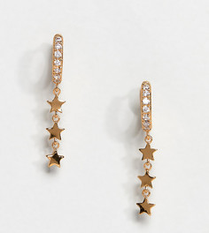 Позолоченные серьги-кольца с подвесками-звездами Orelia - Золотой