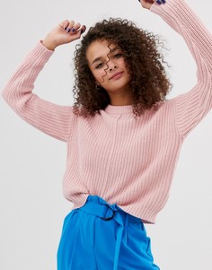 Розовый джемпер с декоративным швом Bershka - Розовый