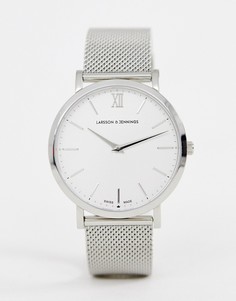 Серебристые часы с сетчатым браслетом Larsson & Jennings Lugano - 40 мм - Серебряный