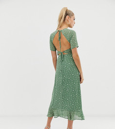 Платье миди в горошек с открытой спиной Fashion Union Tall - Зеленый