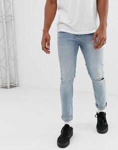 Облегающие джинсы с рваными коленками Cheap Monday - Синий