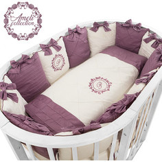 Комплект детского постельного белья Pituso для овальной и круглой кровати АМЕЛИ 6пр.Сатин Фиолетовый АФ615
