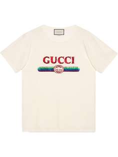 Gucci футболка свободного кроя с логотипом Gucci с пайетками