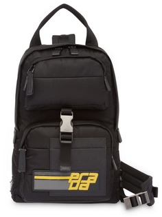 Prada logo patch saffiano backpack