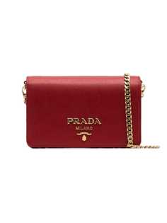 Prada red logo leather cross body bag
